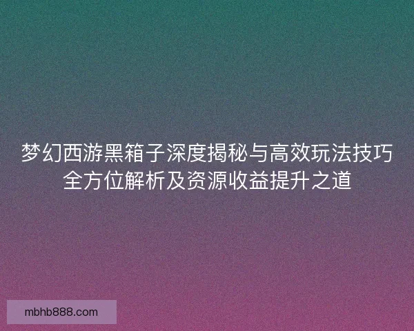 梦幻西游黑箱子深度揭秘与高效玩法技巧全方位解析及资源收益提升之道