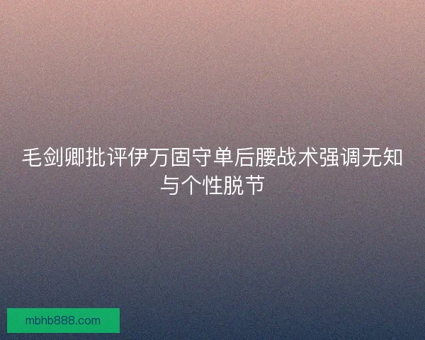 毛剑卿批评伊万固守单后腰战术强调无知与个性脱节 毛剑卿批评伊万固守单后腰战术强调无知与个性脱节